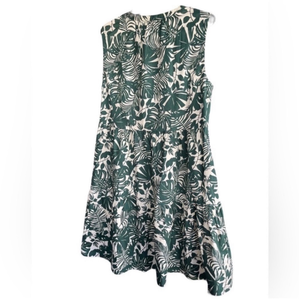 SUNDRY For Evereve The Everyday Dress Tiered Tropical Palm Leaf Green White Sz 2 - Picture 6 of 11